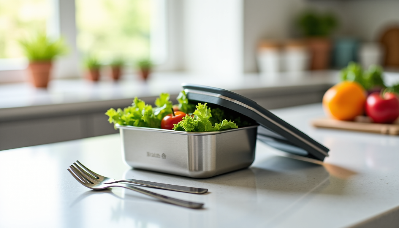 Lunch box inox et ses accessoires de transport de repas